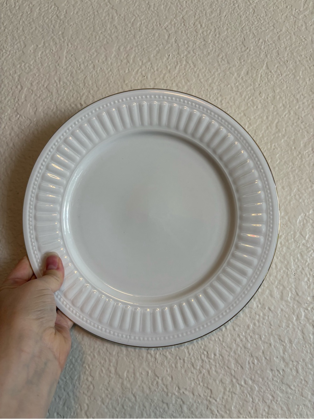 Pair of Oneida Majesticware 9”Dinner Plates with Gold Trim